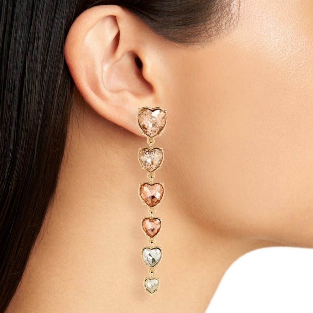 Nordstrom Crystal Heart Linear Drop Earrings